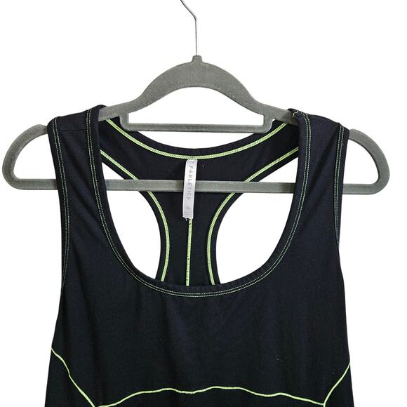 Fabletics Women's XL Contrast Trim Racerback Tank Top Black Neon Green Workout - Picture 2 of 6